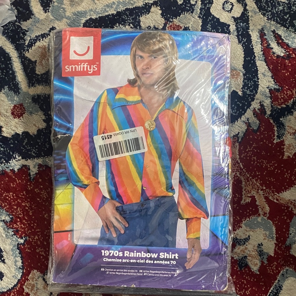 Smiffys 1970s Rainbow Shirt – Adult Costume Top